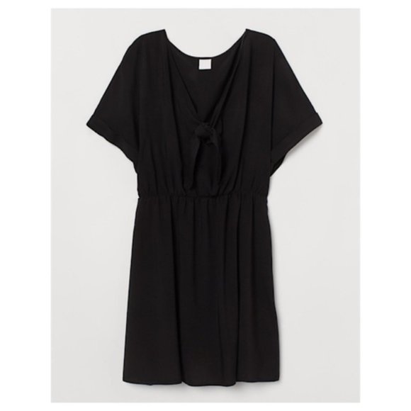 H&M V-Neck Tie-Front Wide Sleeve Short Dress H&M V-Neck Tie-Front Wide Sleeve Short Dress